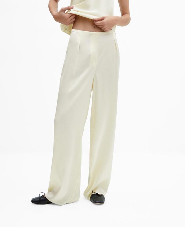 MANGO - Flowy satin pants pastel greenWomen Product Image