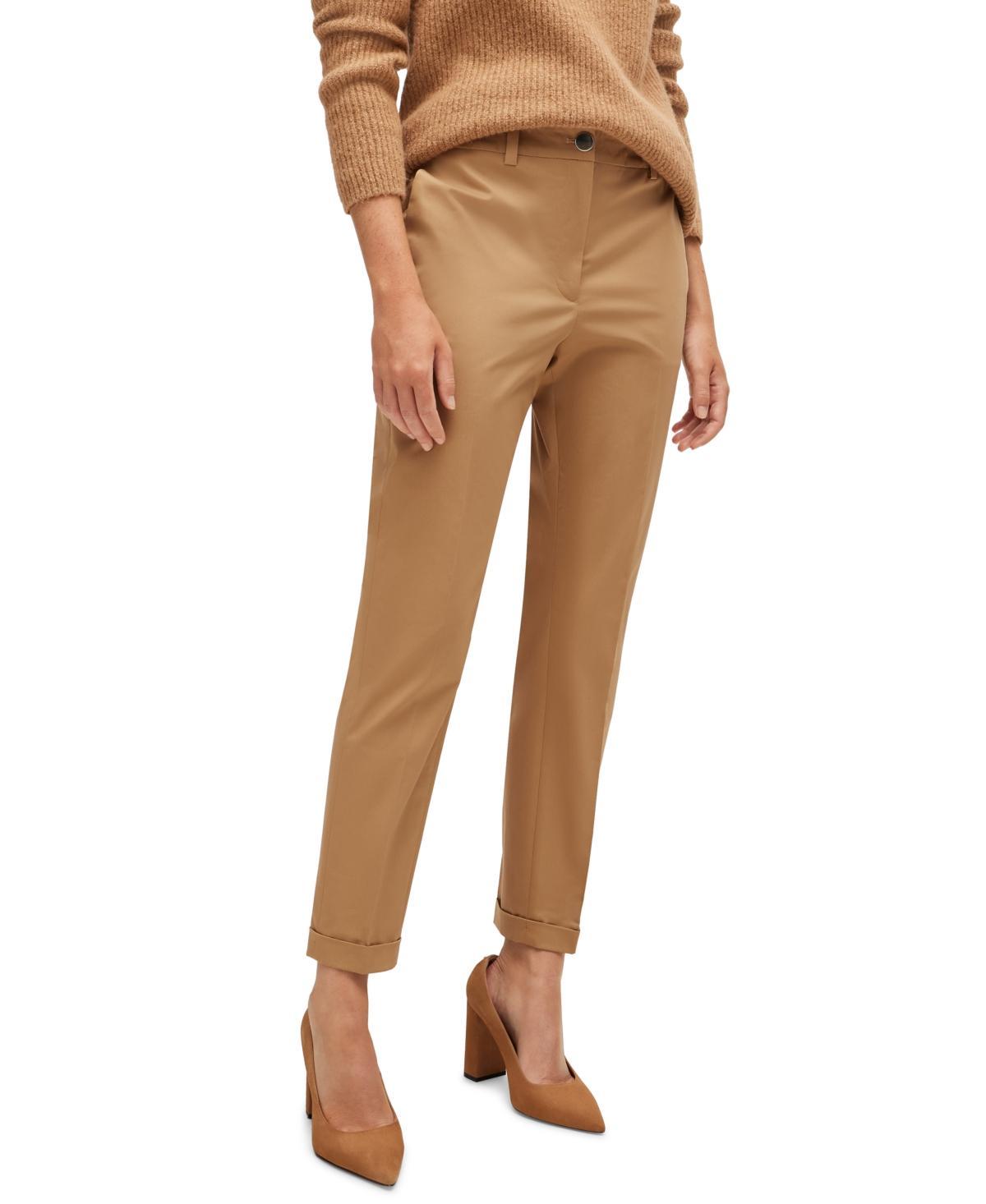 Boss by Hugo Boss Womens Stretch-Cotton Twill Regular-Fit Pants Product Image