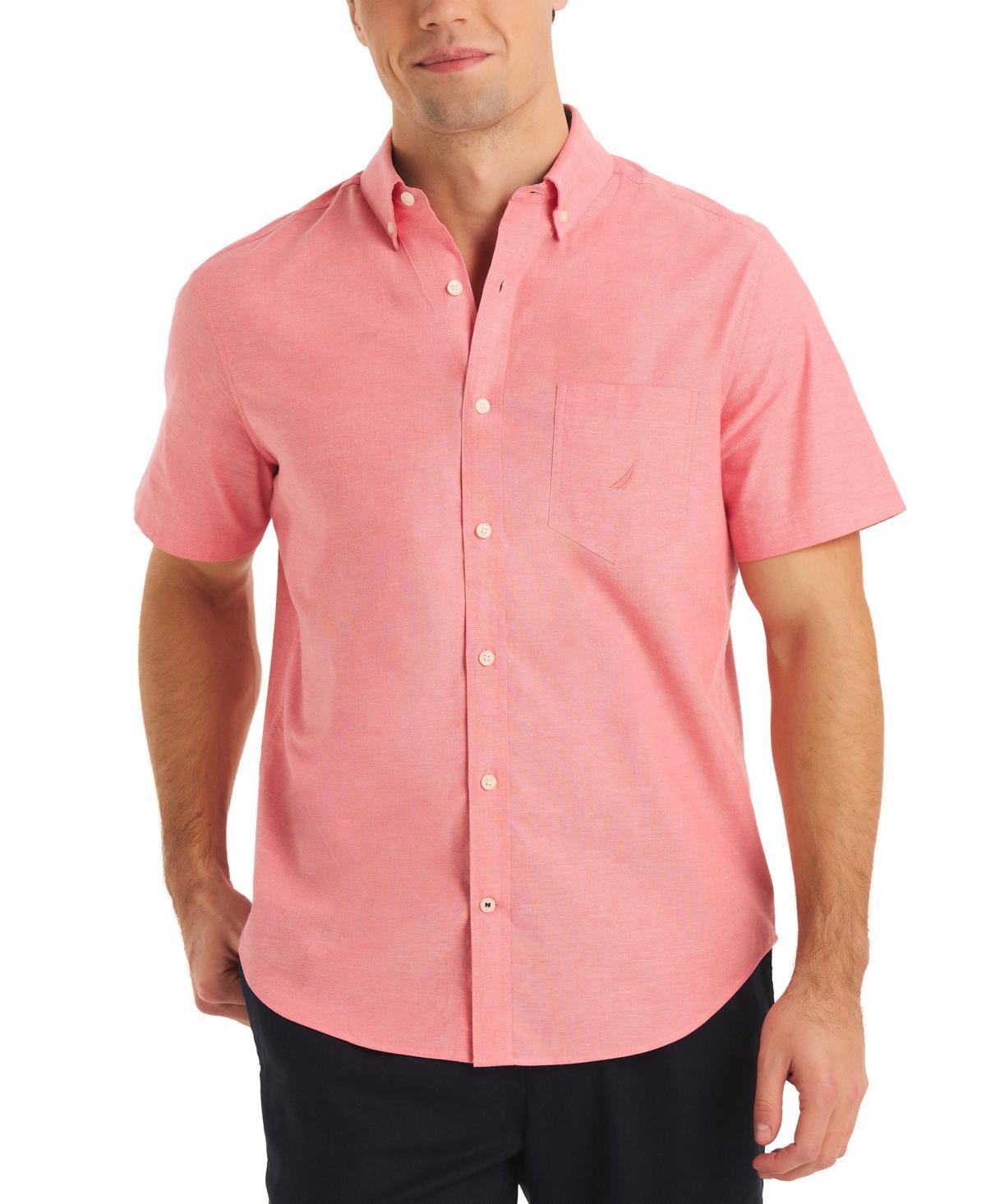 Nautica Mens Classic-Fit Short-Sleeve Solid Stretch Oxford Shirt Product Image