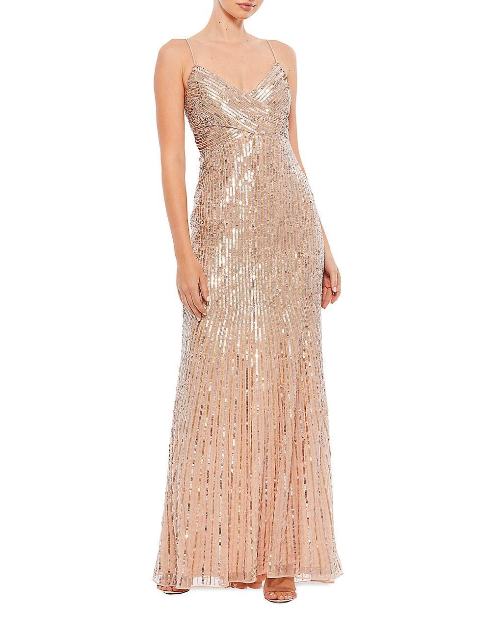 Womens Sequined Empire-Waist Gown Product Image