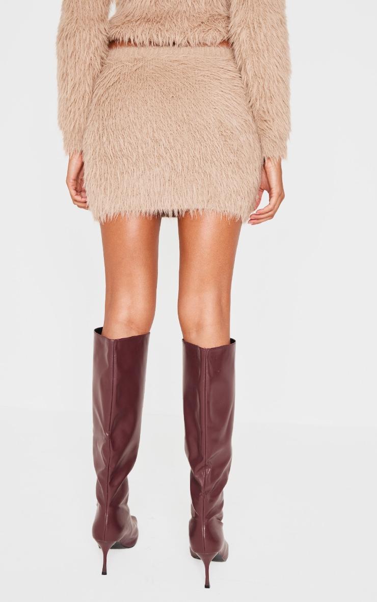 Mocha Fluffy Knit Micro Mini Skirt Product Image