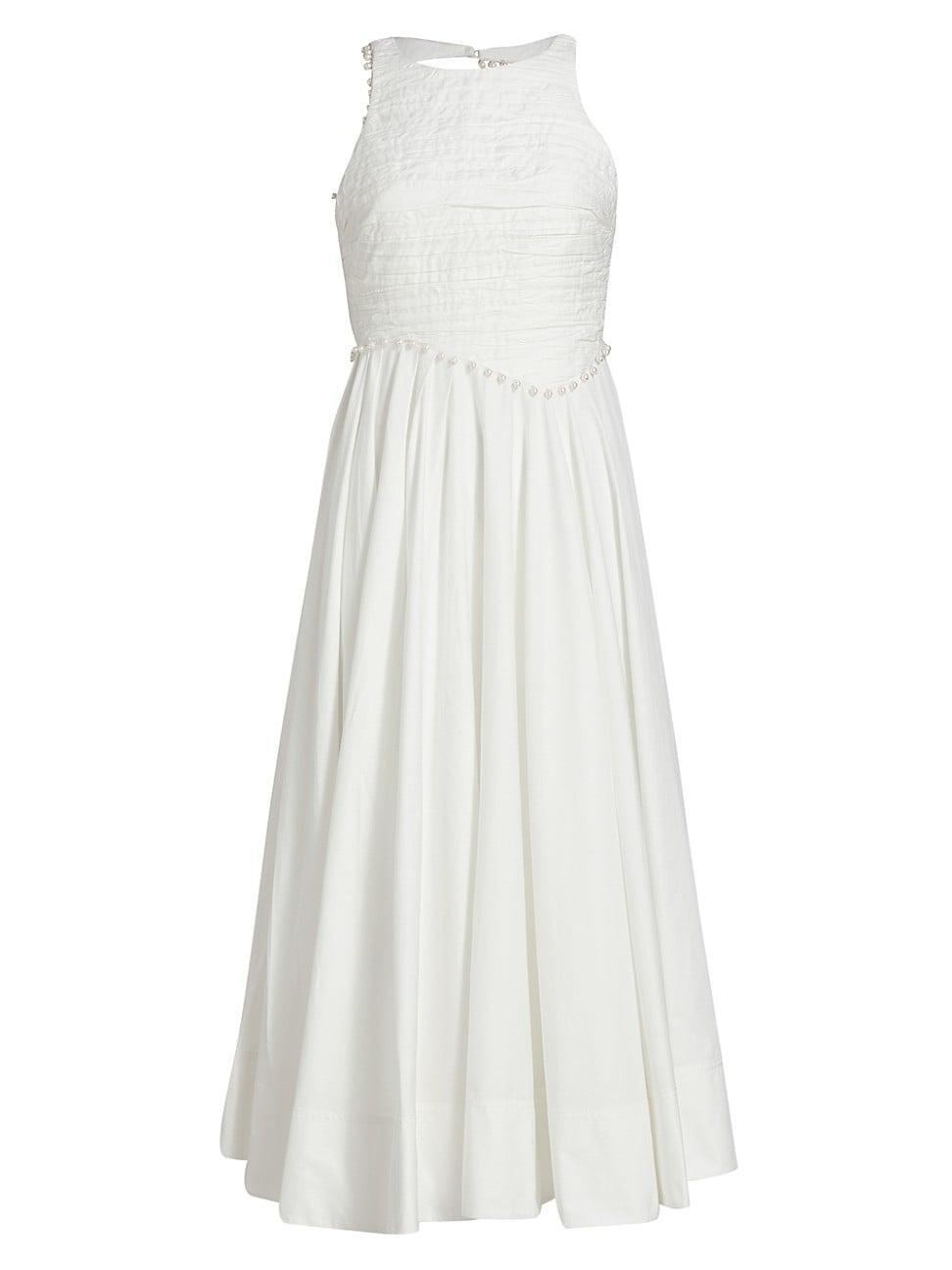 Womens Florence Pearl-Trim Midi-Dress Product Image