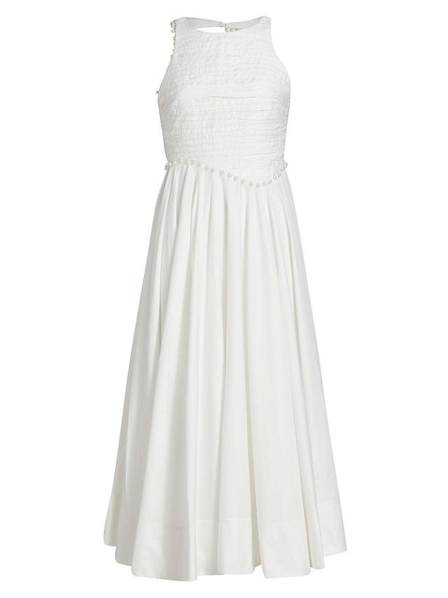 Womens Florence Pearl-Trim Midi-Dress Product Image