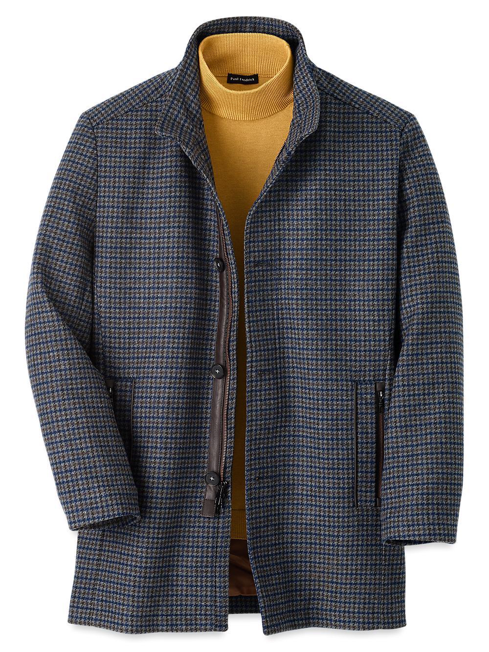 Wool Blend Check Carcoat - Multi Product Image