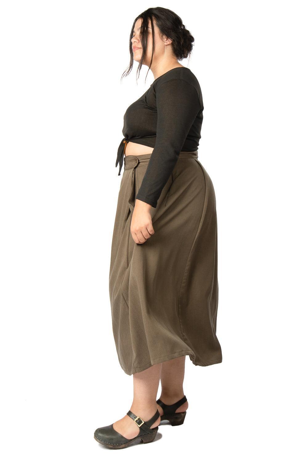 Rue Skirt in Olive Tencel Product Image