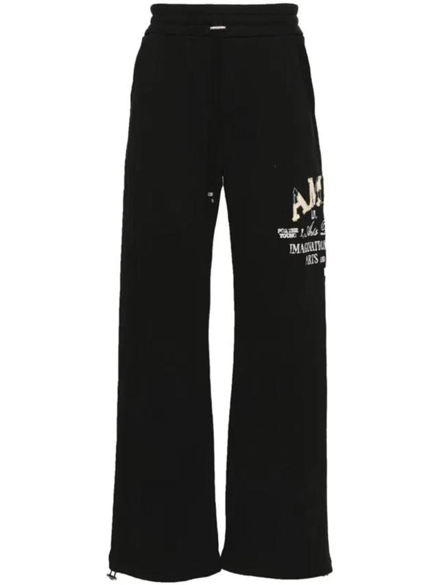 Logo-embroidered Wide-leg Track Pants In Black Product Image