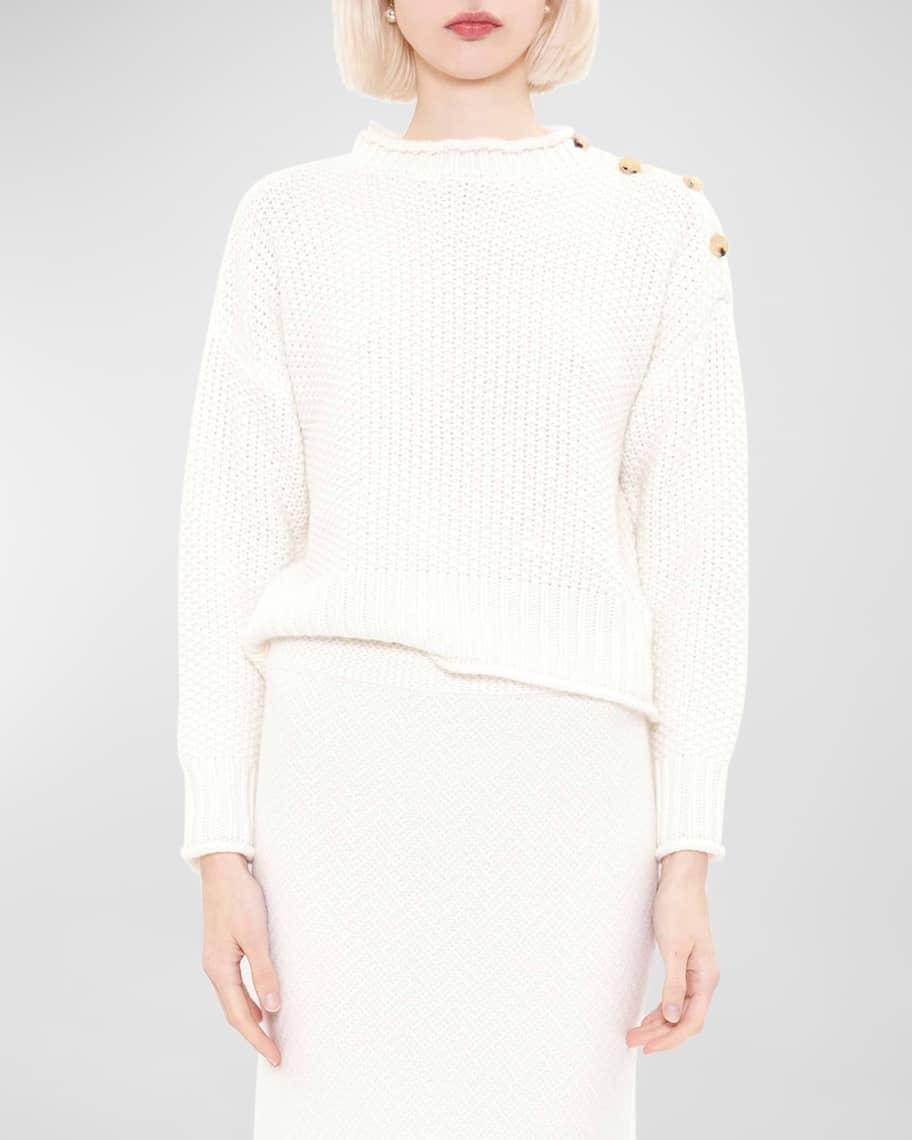 Cornelia Cashmere Button-Shoulder Sweater Product Image