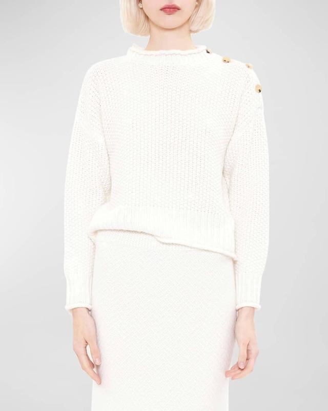 Cornelia Cashmere Button-Shoulder Sweater Product Image