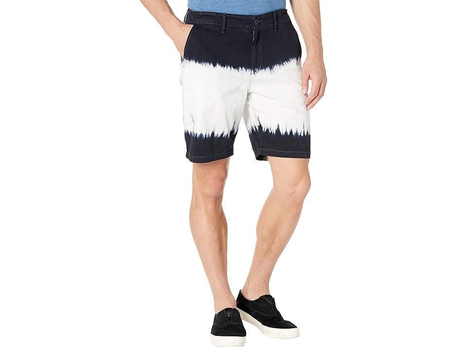 Lucky Brand Stretch Tie-Dye Flat Front Shorts (Blue Stripe) Men's Shorts Product Image