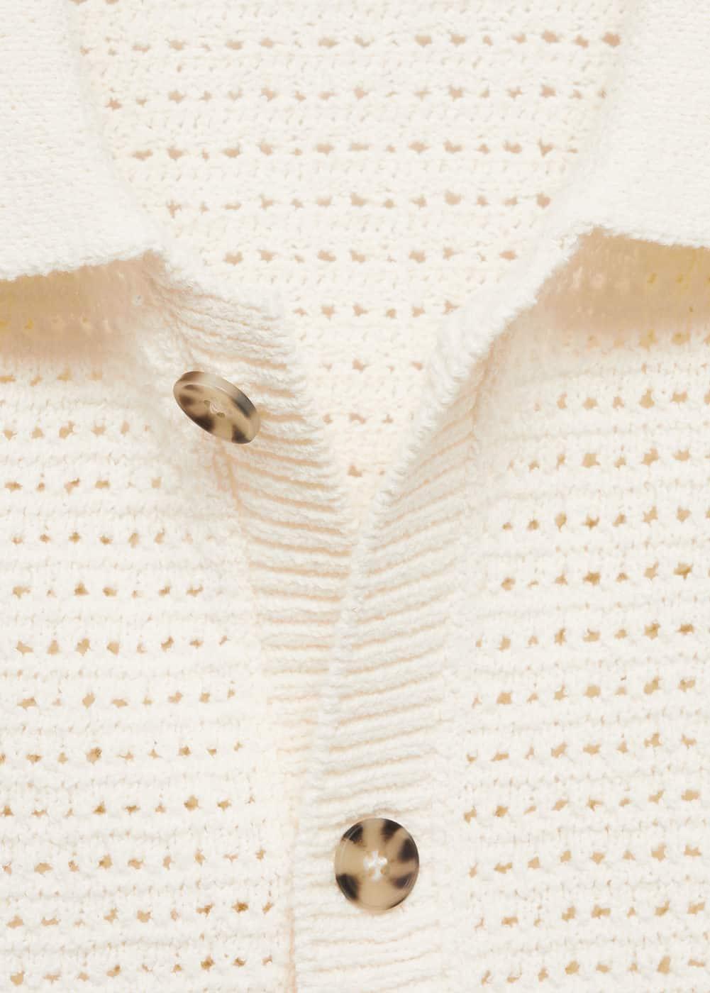 Mango Mens Openwork Knit Buttons Detail Polo Shirt Product Image