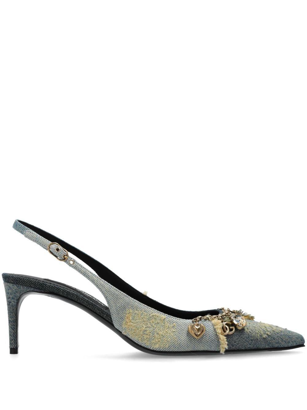 Denim Charms Slingback Pumps In Blue Product Image