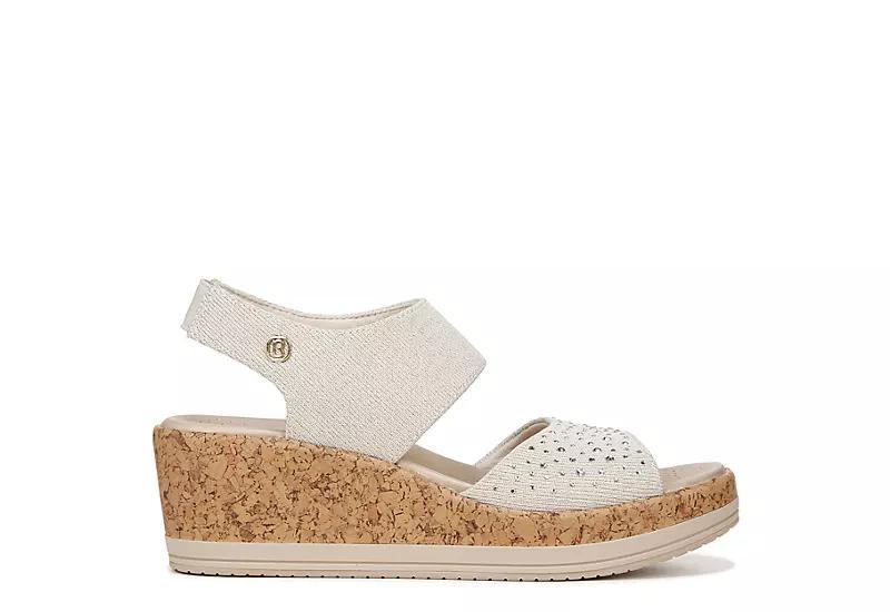 Bzees Reveal Bright Womens Wedge Sandals White Product Image