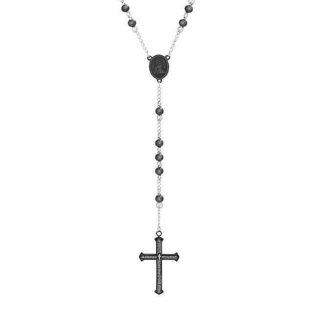 Mens Two-Tone Stainless Steel The Lords Prayer Rosary Necklace, Two Tone Product Image