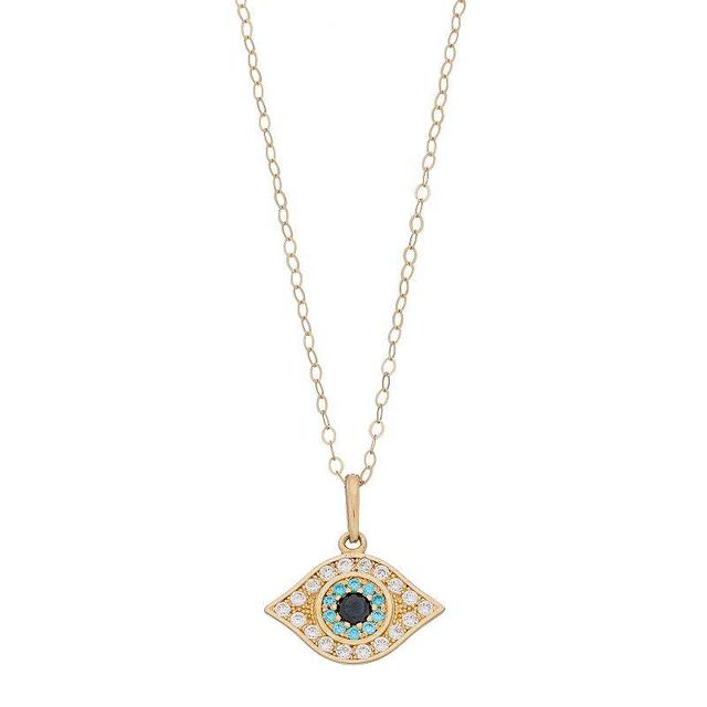 10k Gold Cubic Zirconia Evil Eye Pendant Necklace, Womens Product Image