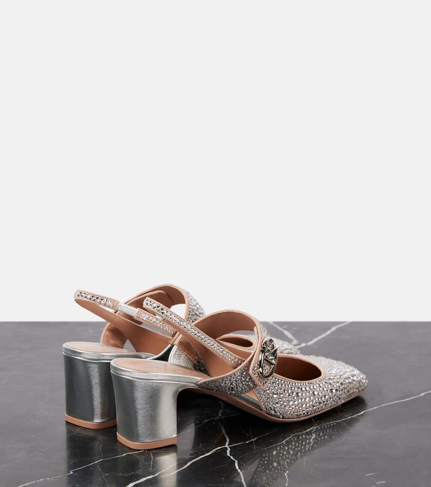 Vlogo Locker Embellished Slingback Pumps In Silber Product Image