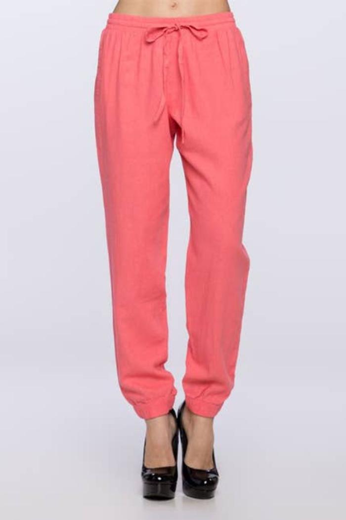 Linen-Blend Fitted Pants Product Image