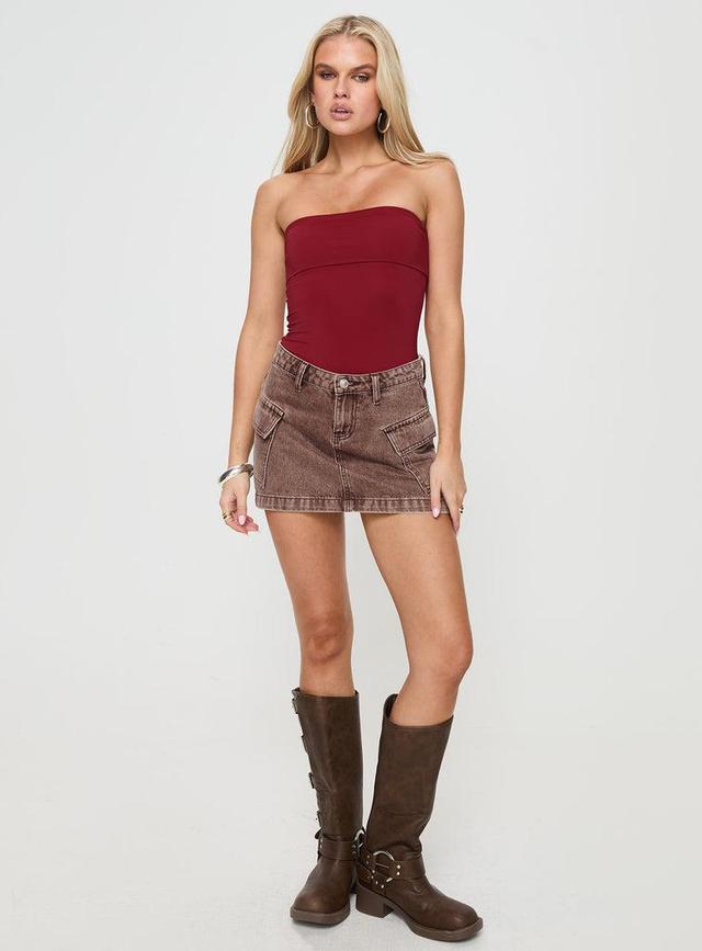 Niner Strapless Bodysuit Burgundy Petite Product Image