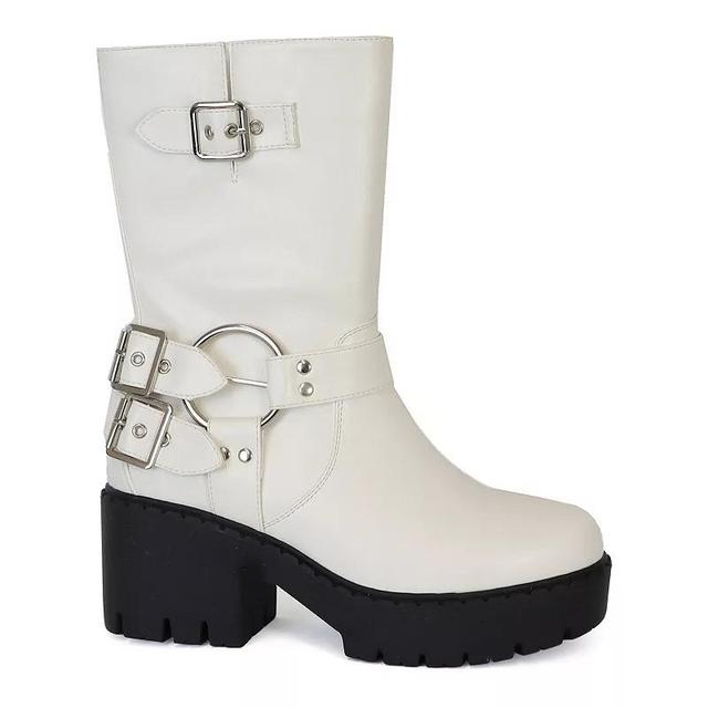 Yoki Blakely Womens Biker Boots White Product Image