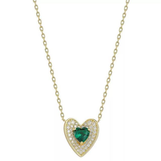 Sunkissed Sterling Sterling Silver White & Green Cubic Zirconia Heart Necklace, Womens Gold Tone Product Image