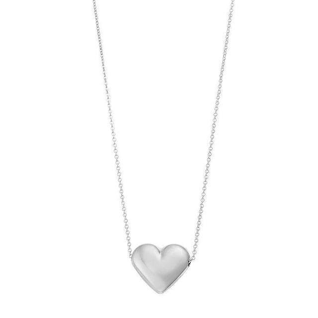 Au Naturale 14k White Gold Puffed Heart Necklace, Womens 14k Whgold Product Image