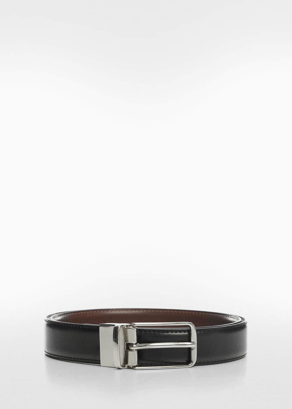 MANGO MAN - Leather reversible belt blackMen Product Image