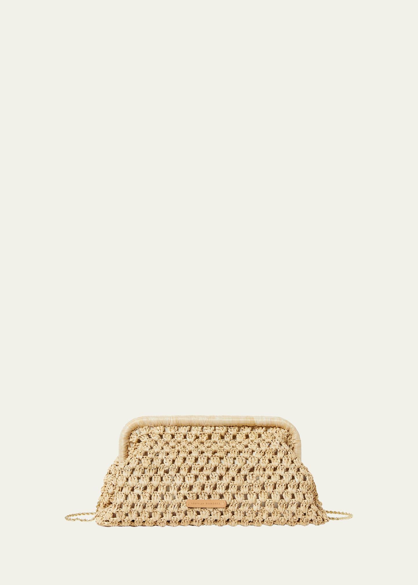 Womens Natural Raffia Chain-Link Bag Product Image