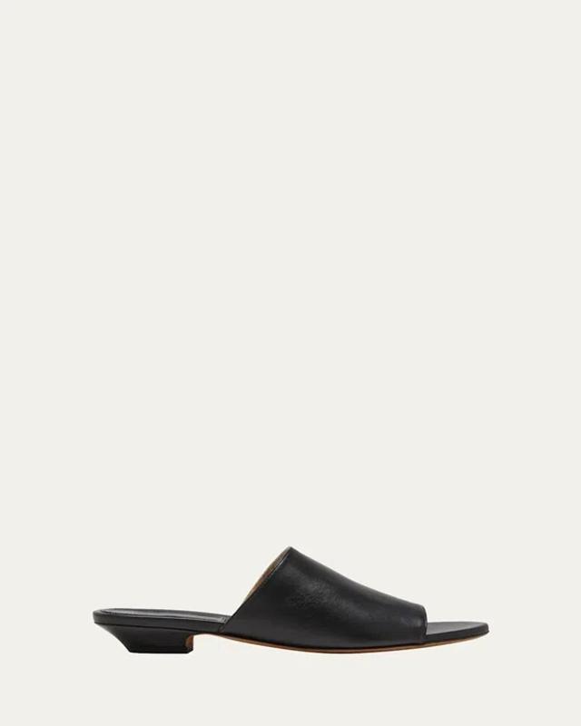 KHAITE Marion Leather Slides In Black Product Image