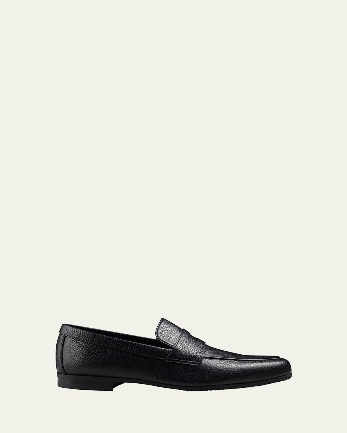 Mens Thorne Pebble-Grained Leather Penny Loafers Product Image