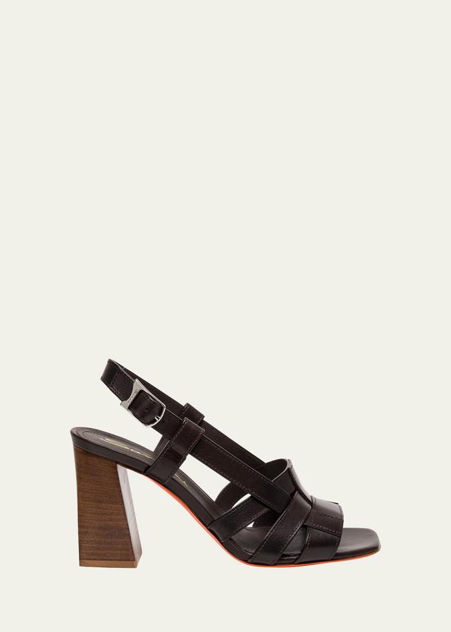 Venere Leather Block-Heel Mule Sandals Product Image