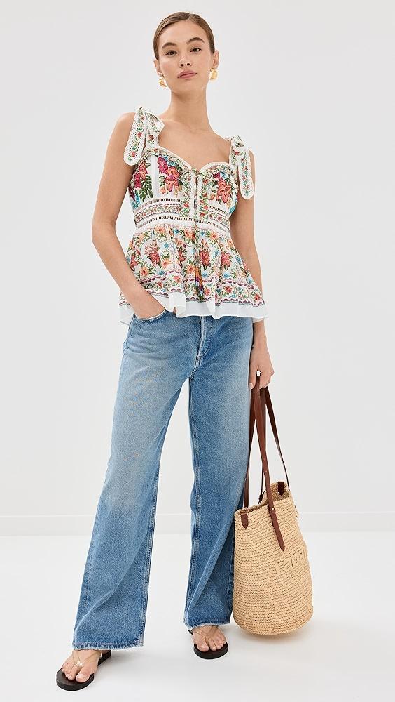 FARM Rio Off White Bloom Garden Sleeveless Blouse | Shopbop Product Image