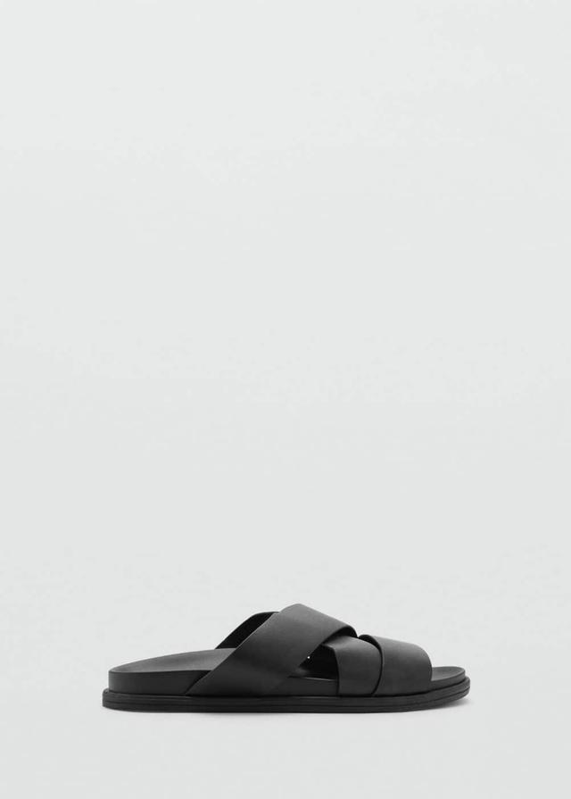 MANGO MAN - 100% leather crossed strap sandal blackMen Product Image