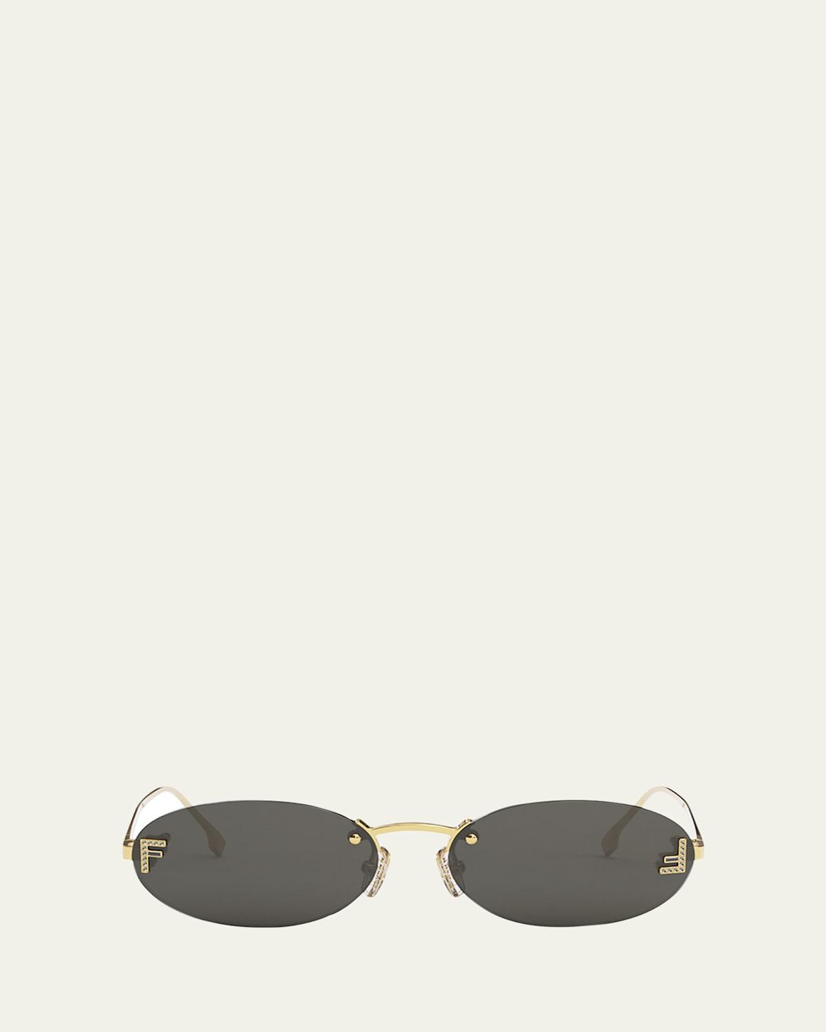 Embellished FF Oval Metal Sunglasses Product Image