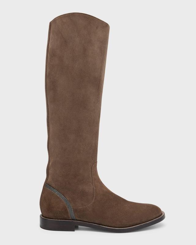 Womens Monili-Trimmed Suede Knee-High Boots Product Image