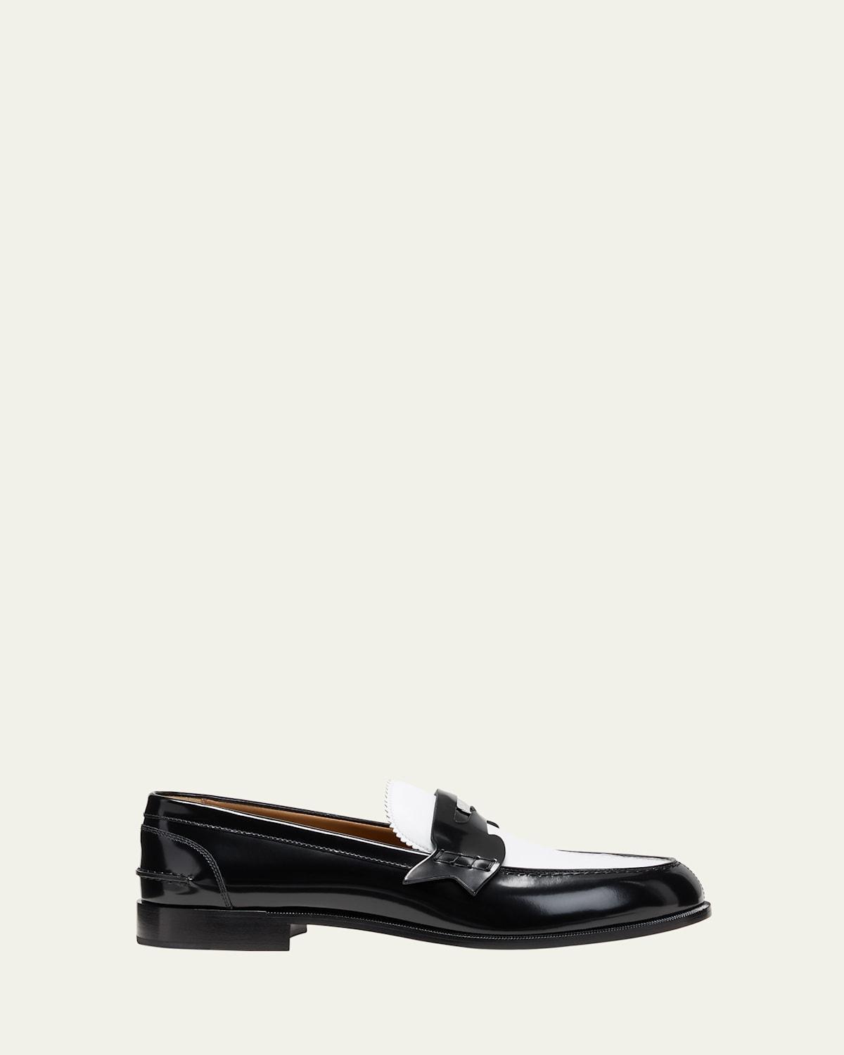 Mens Leather Bicolor Penny Loafers Product Image