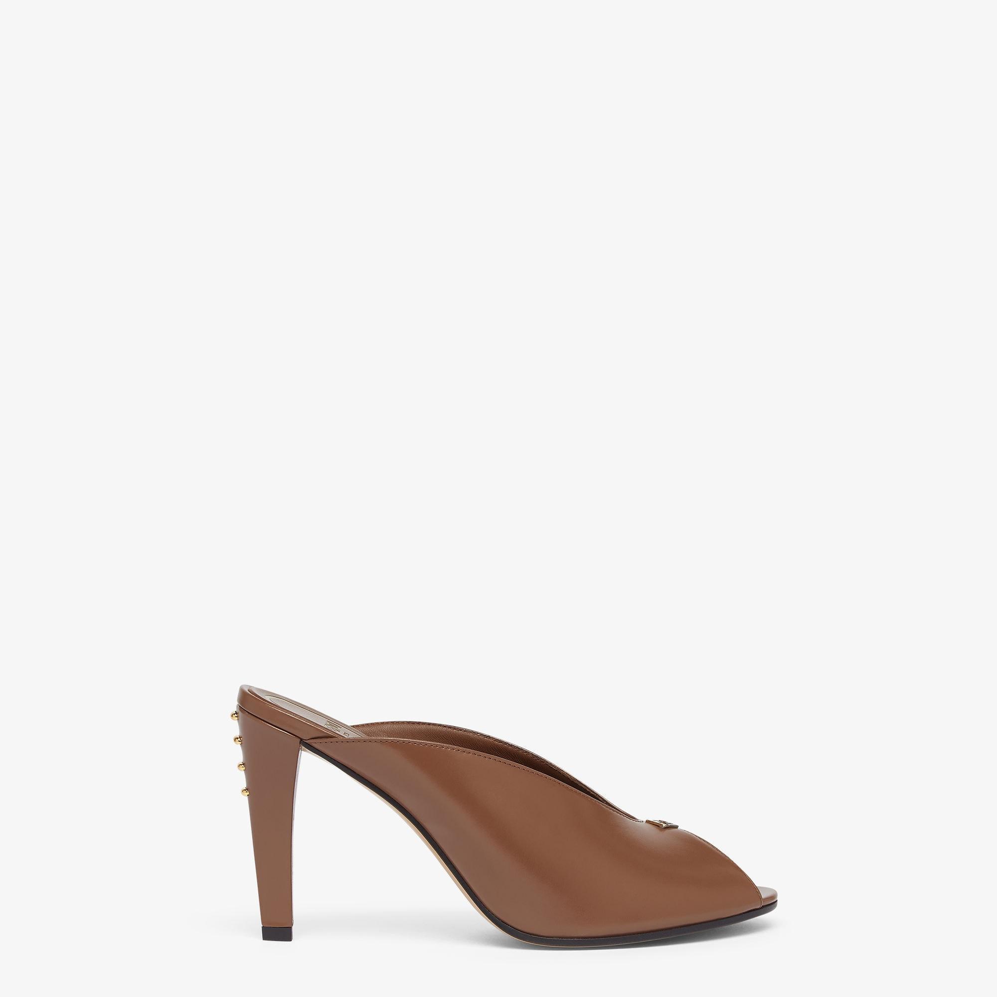 Fendi FiloBrown nappa-leather high-heeled sabots Product Image