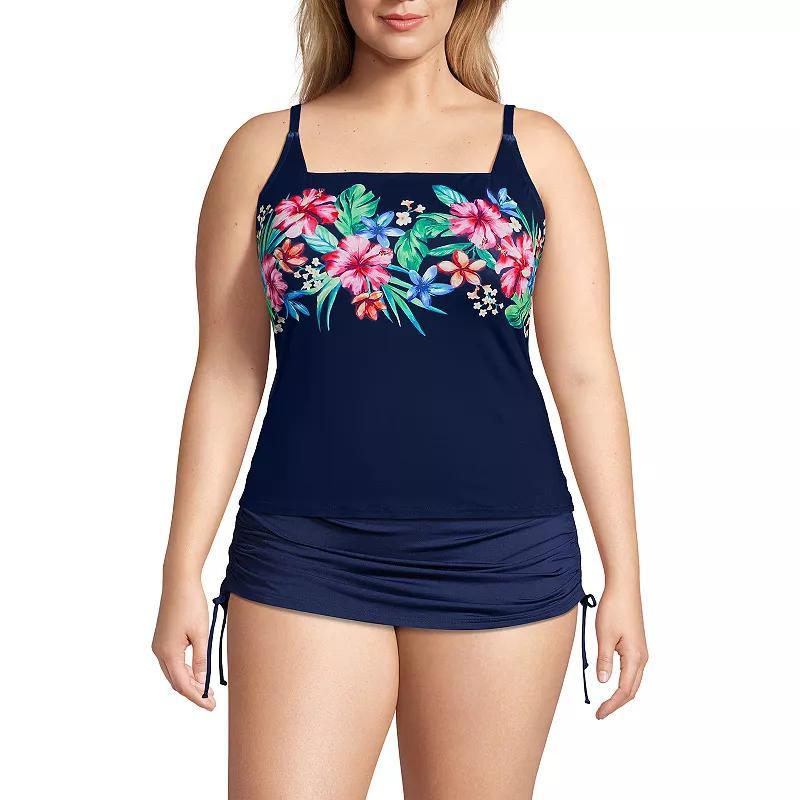 Plus Size Lands End Chlorine Resistant Square Neck Tankini Swimsuit Top, Womens Product Image