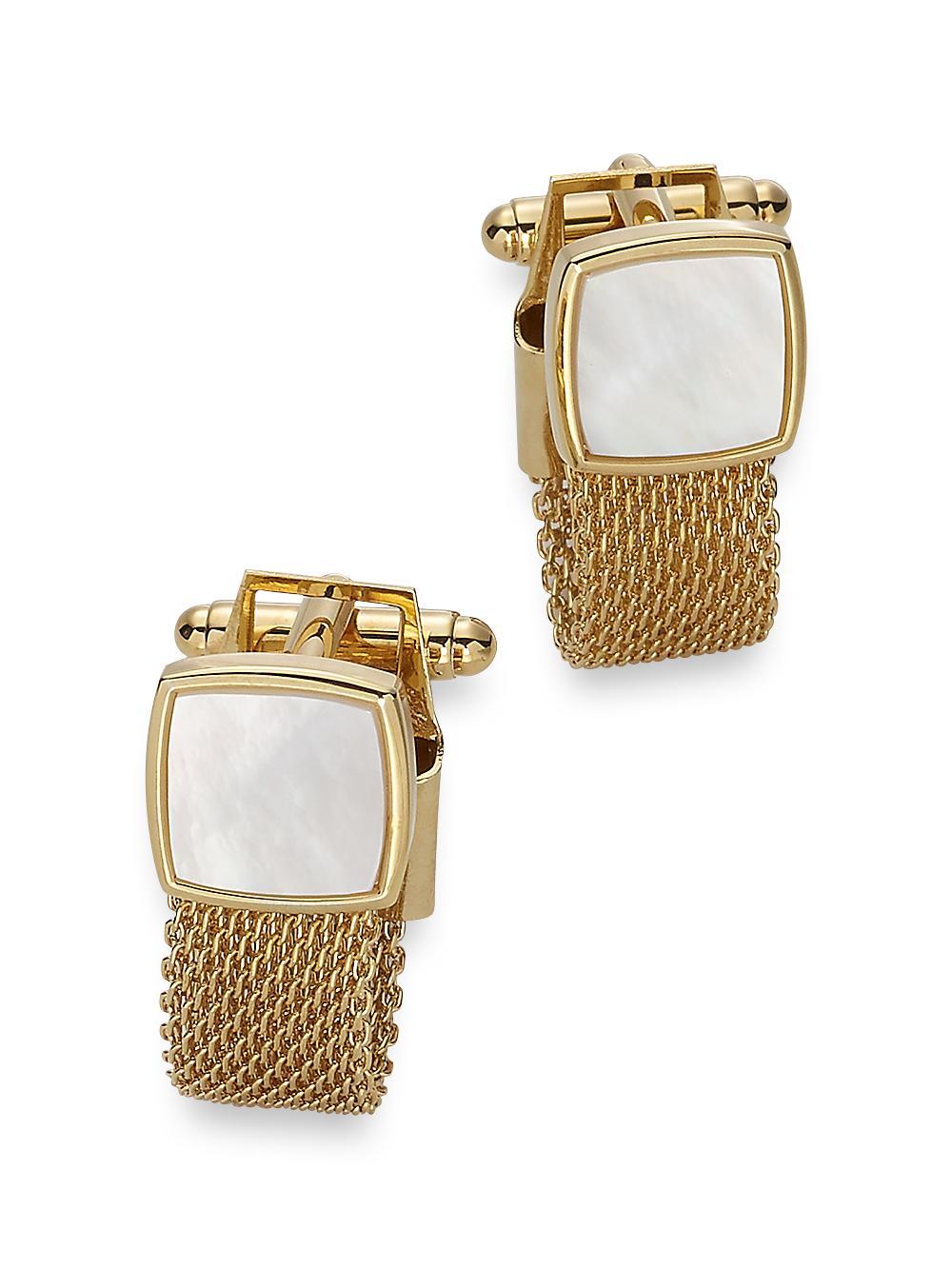 Mother of Pearl Mesh Wrap Cufflinks - Silver Product Image