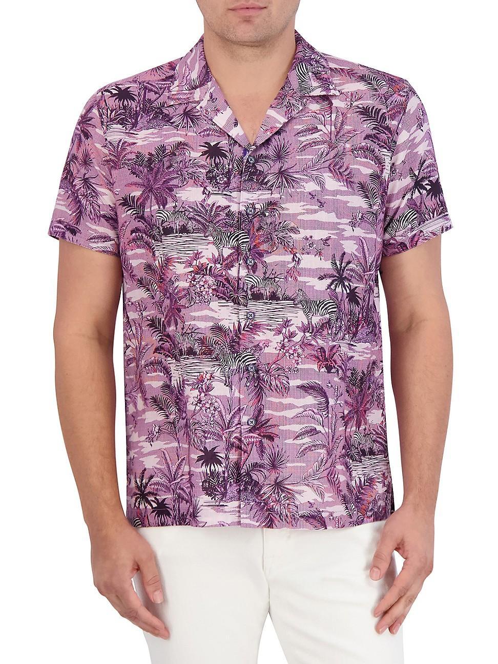 Mens Makara Graphic Linen & Cotton-Blend Camp Shirt Product Image