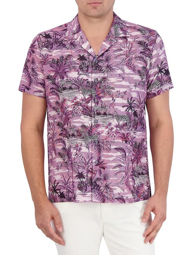 Mens Makara Linen-Cotton Printed Camp Shirt Product Image