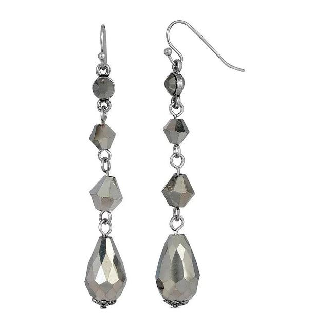 1928 Silver Tone Hematite Linear Drop Earrings, Womens, Gray Product Image