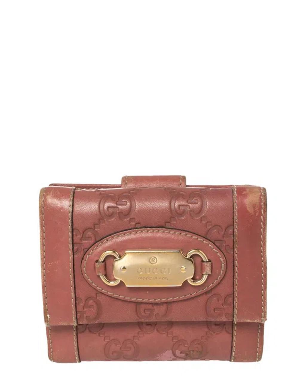 GUCCI Pink Leather French Wallet (authentic ) In Brown Product Image