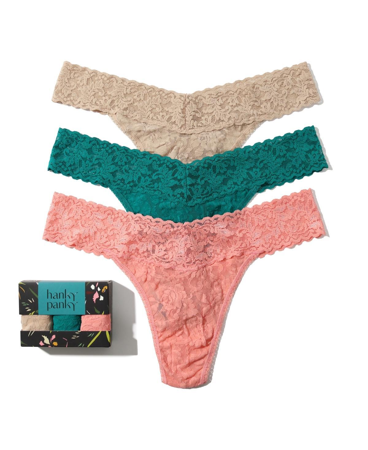 Hanky Panky Womens Signature Lace Original Thong 3 Pack - Pink Lady Product Image