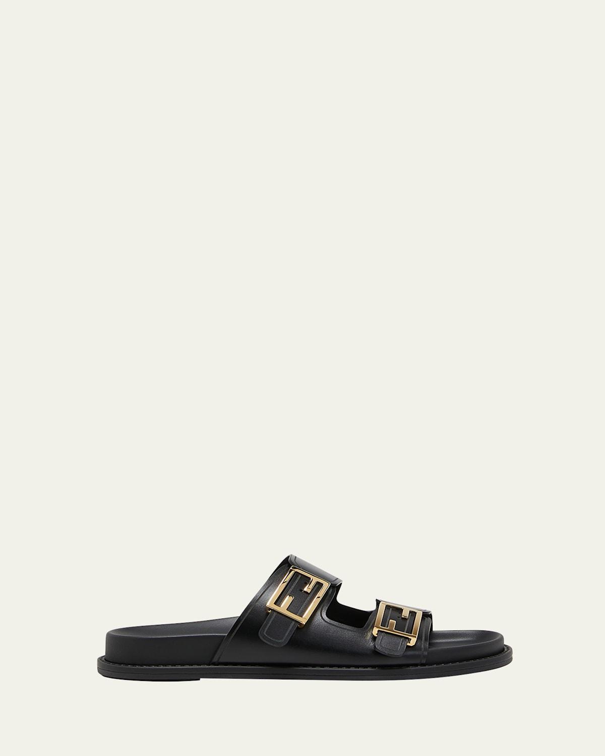 Womens Fendi Feel Buckle Leather Slides Product Image