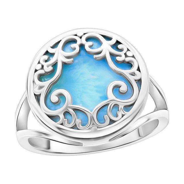 Nautica Rocks Sterling Silver Larimar Filigree Design Ring, Womens Product Image