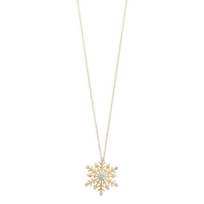 Diamond Brilliance 1/4 Carat T.W Diamond Snowflake Pendant Necklace, Womens Gold Tone Product Image