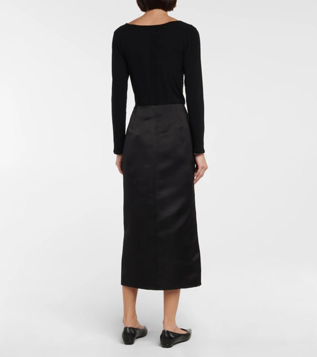 Marinella Silk Midi Skirt In Blk Black Product Image