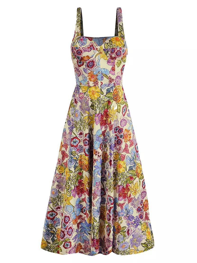 Floral Silk Corset Midi-Dress Product Image