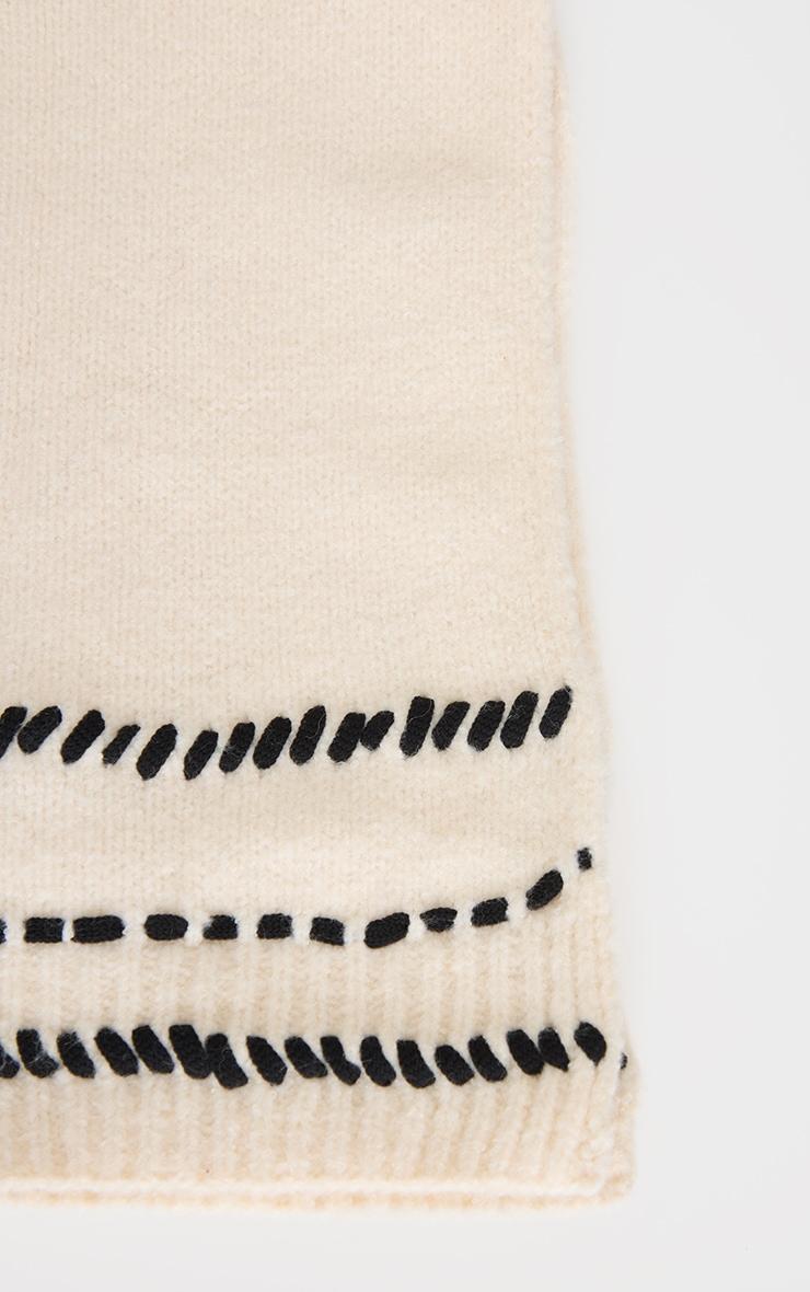 Cream Contrast Stitch Knit Scarf product image