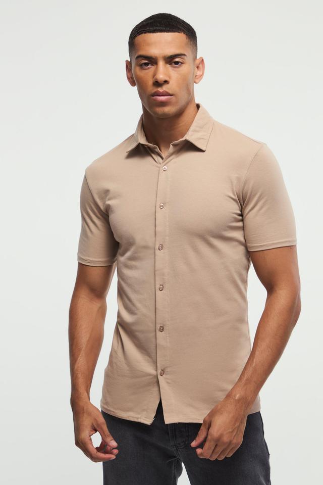 Short Sleeve Stretch Fit Jersey Shirt | boohooMAN USA Product Image