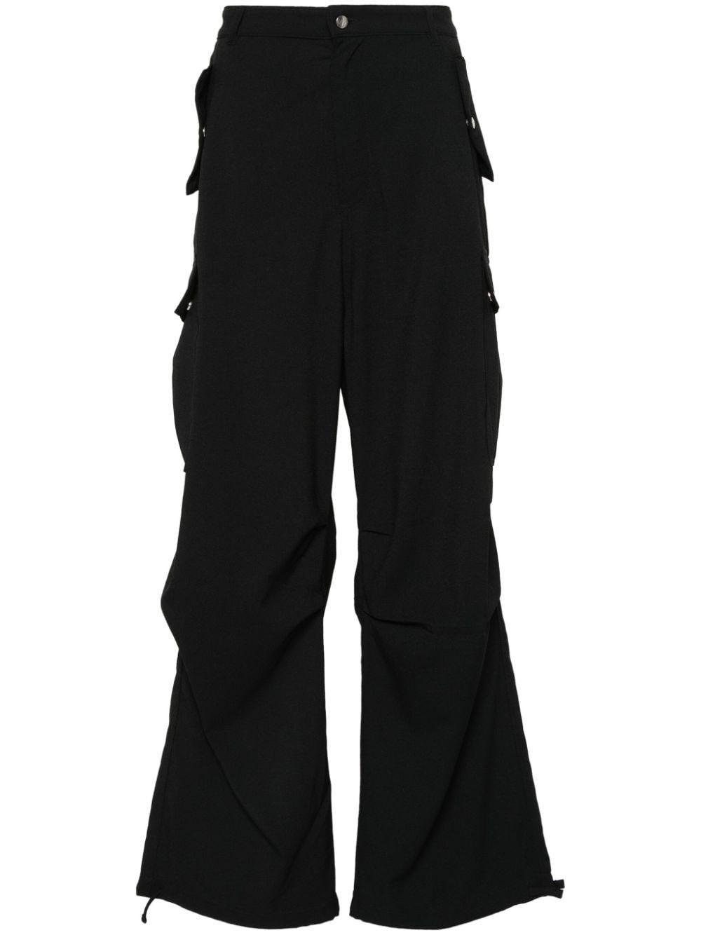 Textured-finish Straight-leg Cargo Pants In Black Product Image